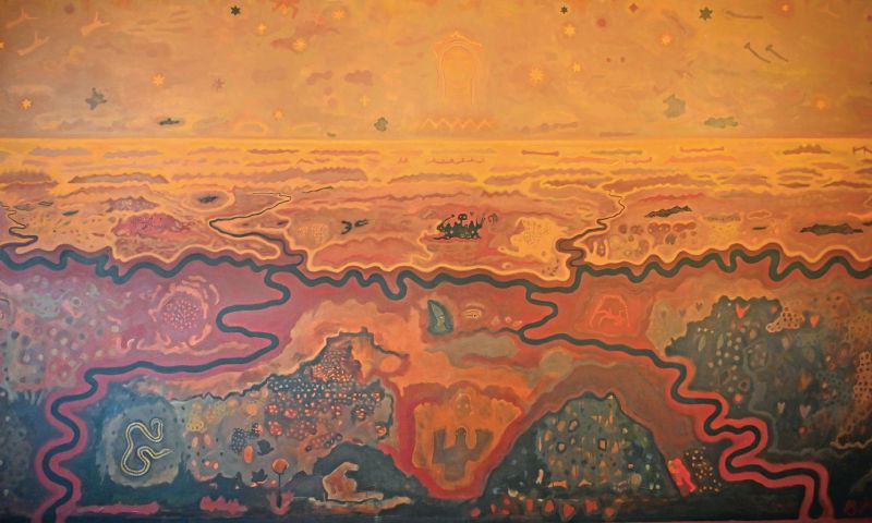 Kunst im Landtag, Foyer, Till Neu, „Altes Weltbild“, Detail, 2013