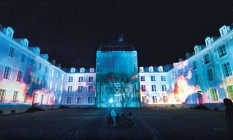Saarbrücker Schloss, Interdisziplinäres Projekt der HBKSaar und der HfM Saar, „Rotationen 2015“, Detail „Schlossbrand“